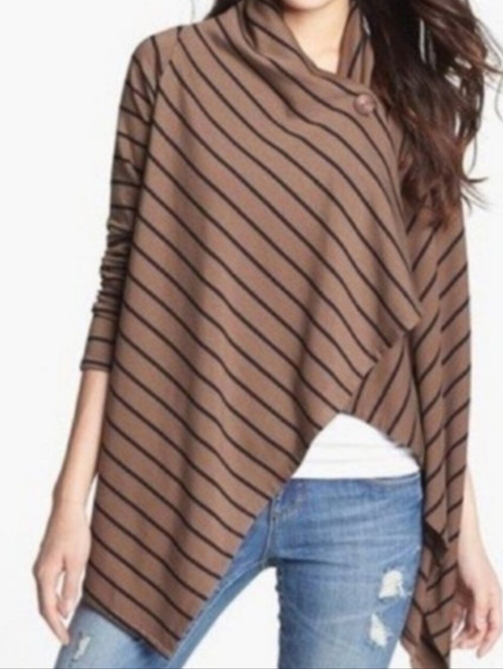 Bobeau Womens Size XL One Button Wrap Cardigan Indie Grunge